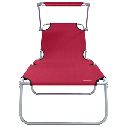vidaXL Sun Lounger Folding 2 pcs Red 58 x 188 x 77cm Polyester