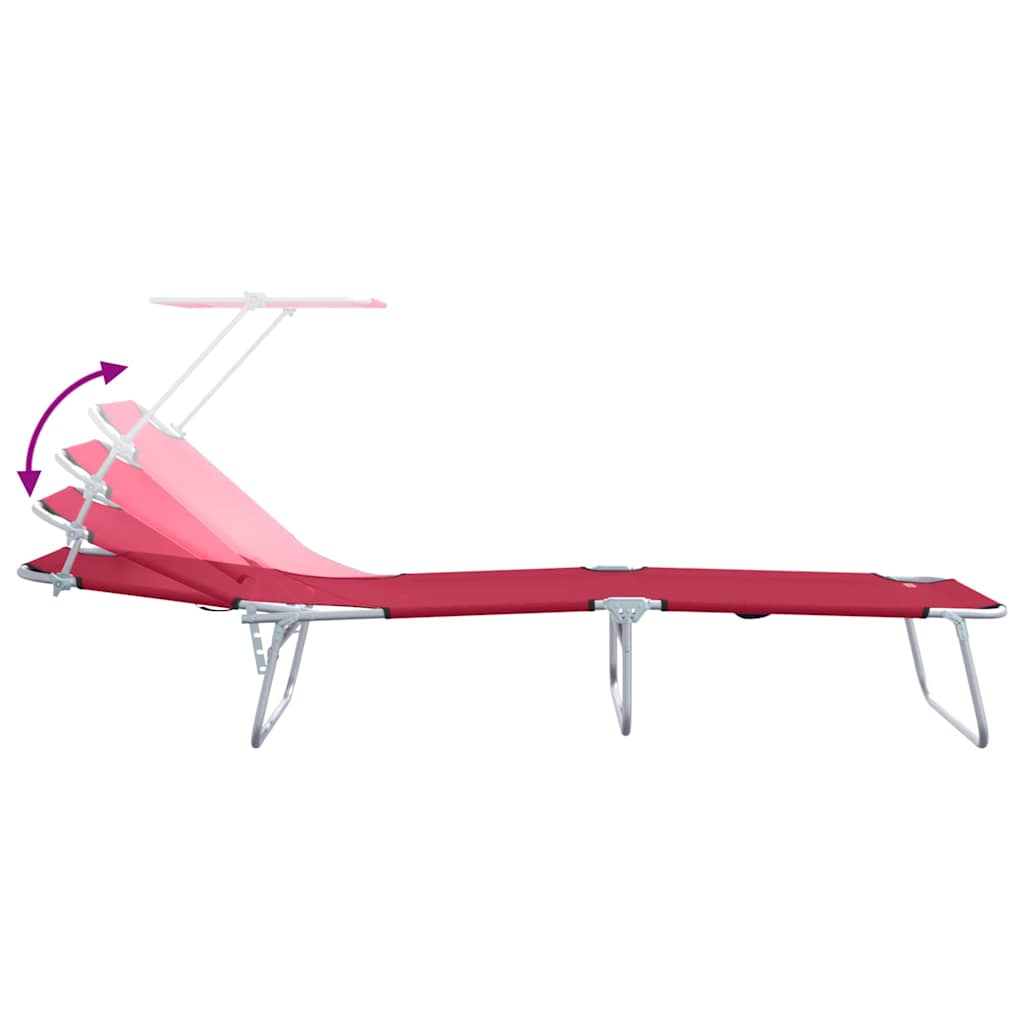 vidaXL Sun Lounger Folding 2 pcs Red 58 x 188 x 77cm Polyester
