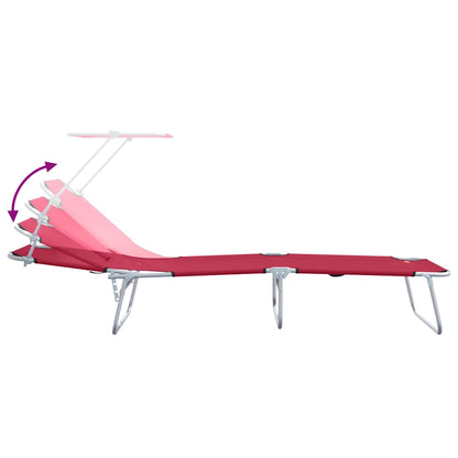 vidaXL Sun Lounger Folding 2 pcs Red 58 x 188 x 77cm Polyester