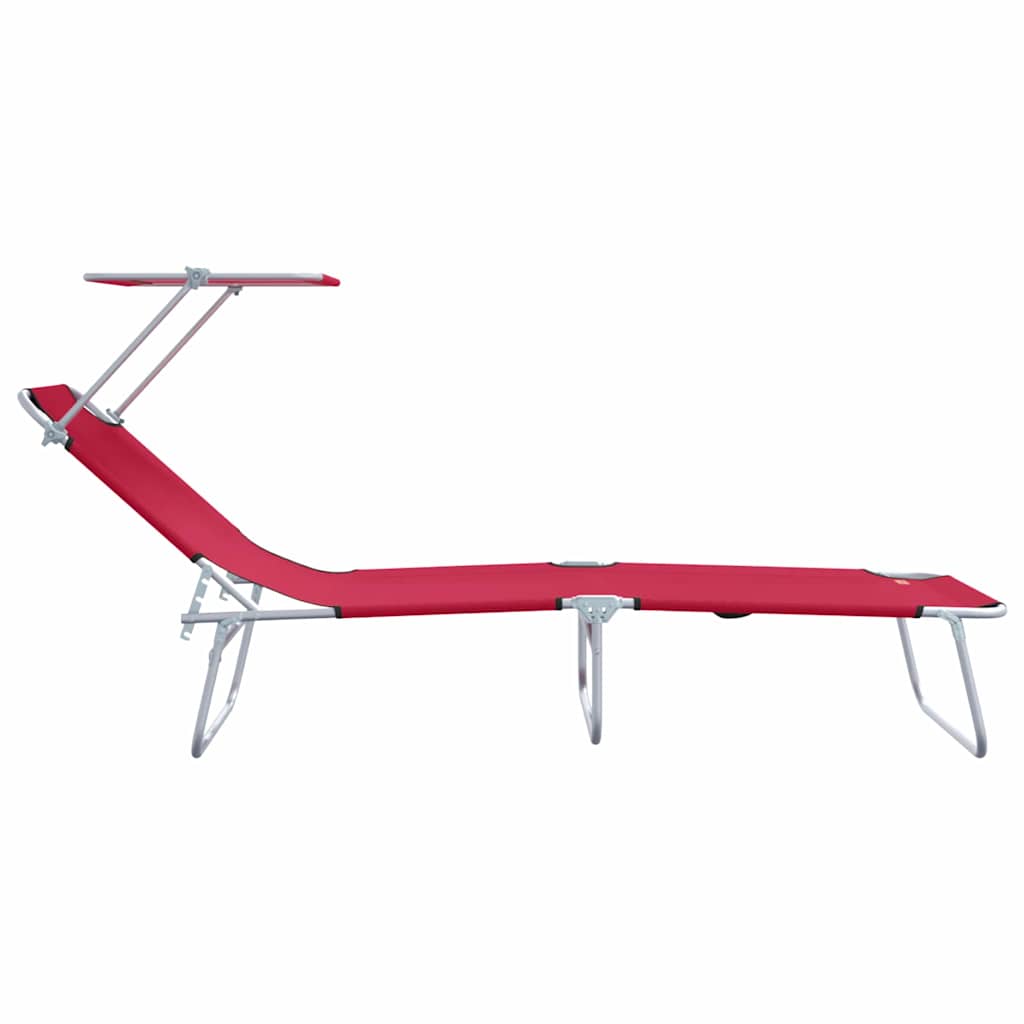 vidaXL Sun Lounger Folding 2 pcs Red 58 x 188 x 77cm Polyester