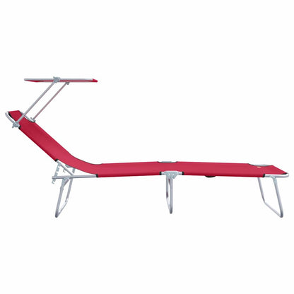 vidaXL Sun Lounger Folding 2 pcs Red 58 x 188 x 77cm Polyester