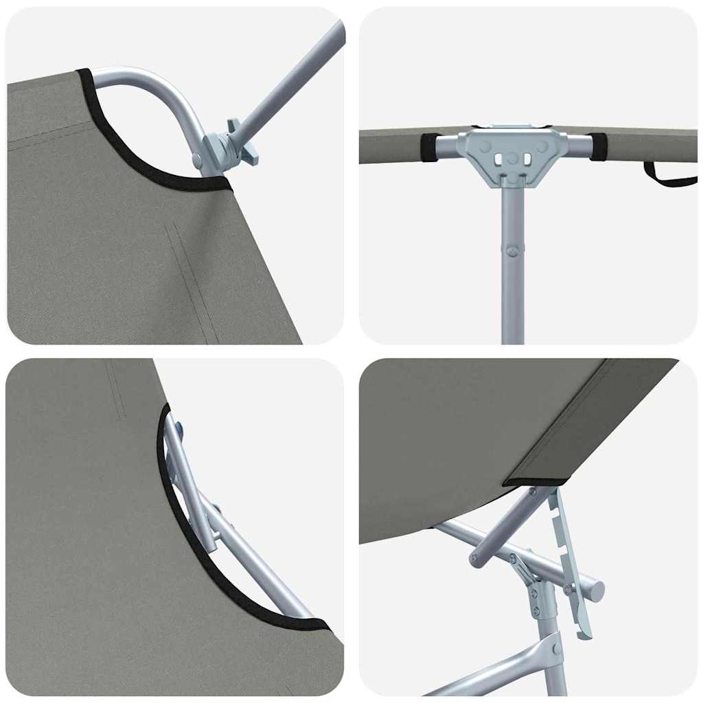 vidaXL Sun Lounger Folding 2 pcs Grey 58 x 188 x 77cm Polyester