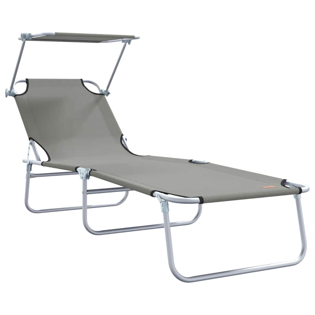 vidaXL Sun Lounger Folding 2 pcs Grey 58 x 188 x 77cm Polyester