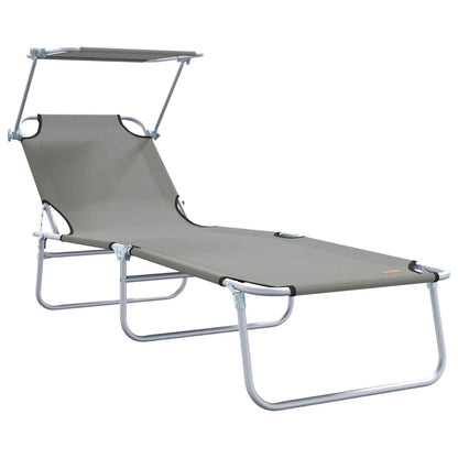 vidaXL Sun Lounger Folding 2 pcs Grey 58 x 188 x 77cm Polyester