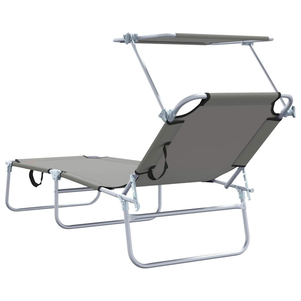 vidaXL Sun Lounger Folding 2 pcs Grey 58 x 188 x 77cm Polyester