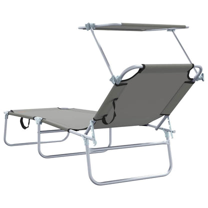 vidaXL Sun Lounger Folding 2 pcs Grey 58 x 188 x 77cm Polyester