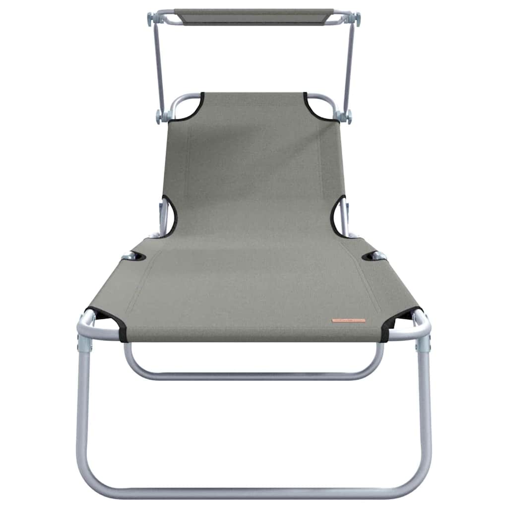vidaXL Sun Lounger Folding 2 pcs Grey 58 x 188 x 77cm Polyester