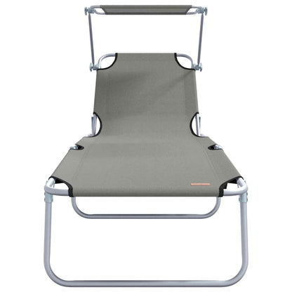 vidaXL Sun Lounger Folding 2 pcs Grey 58 x 188 x 77cm Polyester