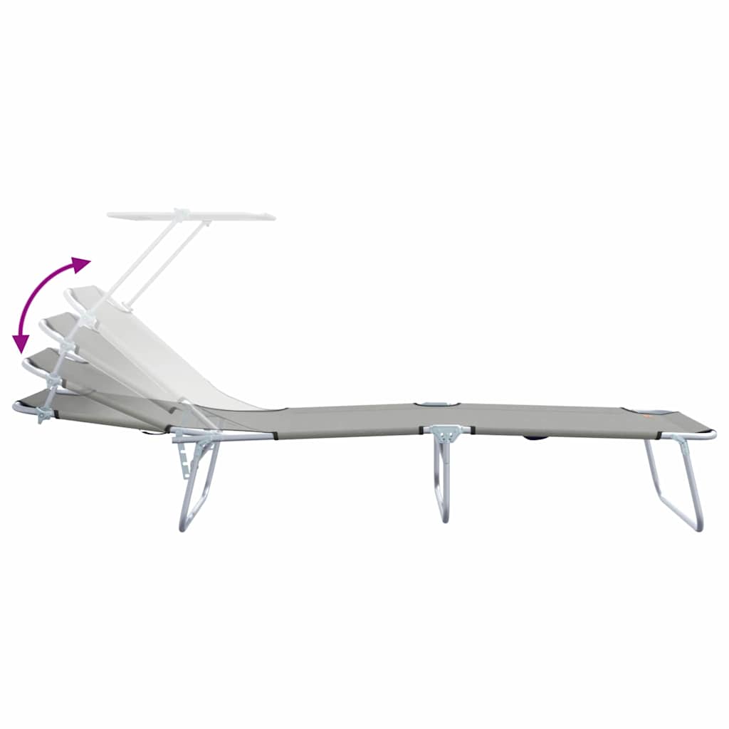 vidaXL Sun Lounger Folding 2 pcs Grey 58 x 188 x 77cm Polyester