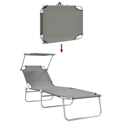 vidaXL Sun Lounger Folding 2 pcs Grey 58 x 188 x 77cm Polyester