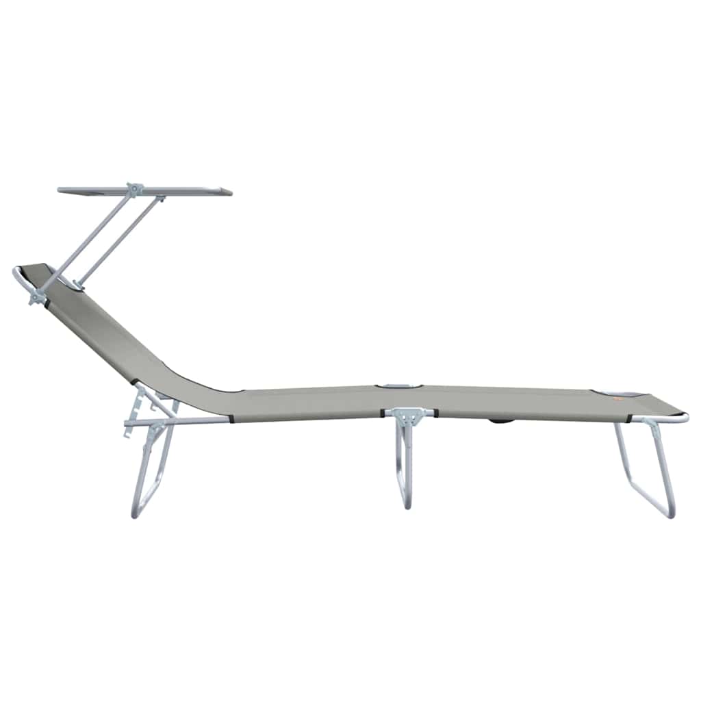 vidaXL Sun Lounger Folding 2 pcs Grey 58 x 188 x 77cm Polyester