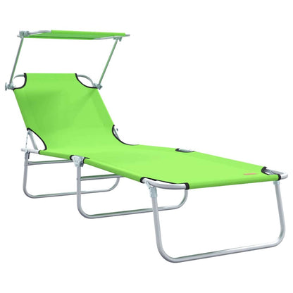vidaXL Sun Lounger Folding 2 pcs Green 58 x 188 x 77cm Polyester