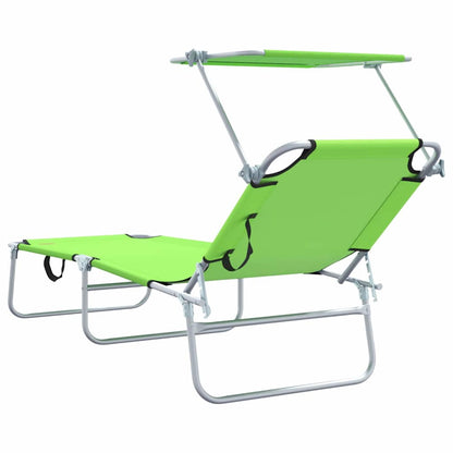vidaXL Sun Lounger Folding 2 pcs Green 58 x 188 x 77cm Polyester
