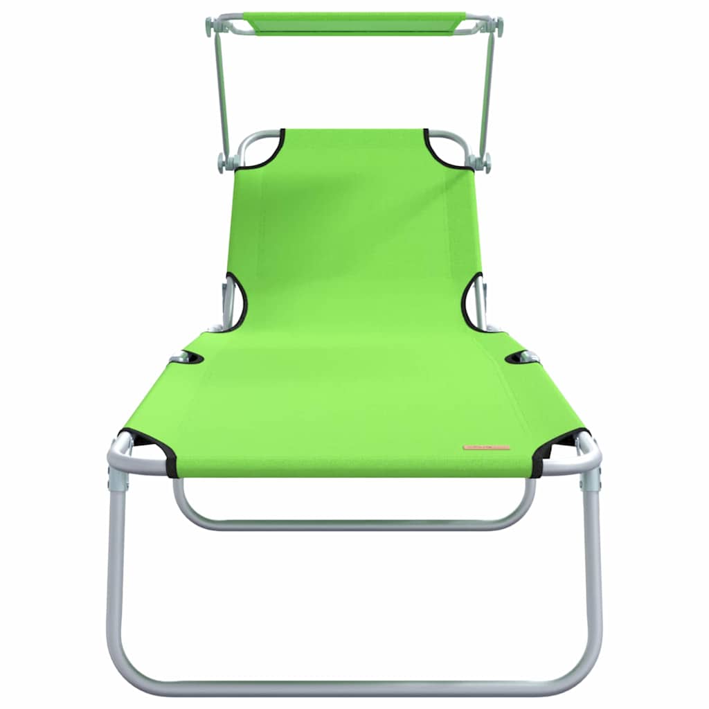 vidaXL Sun Lounger Folding 2 pcs Green 58 x 188 x 77cm Polyester