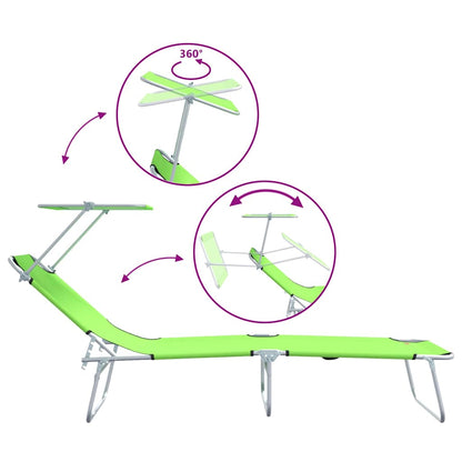 vidaXL Sun Lounger Folding 2 pcs Green 58 x 188 x 77cm Polyester