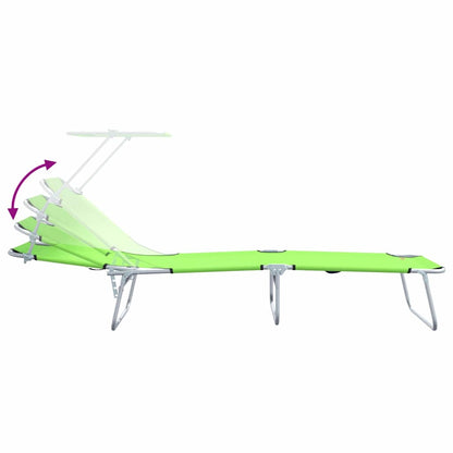 vidaXL Sun Lounger Folding 2 pcs Green 58 x 188 x 77cm Polyester