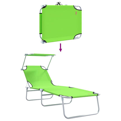 vidaXL Sun Lounger Folding 2 pcs Green 58 x 188 x 77cm Polyester