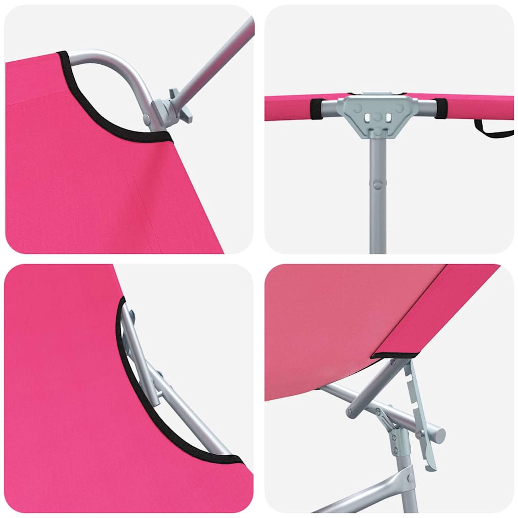 vidaXL Sun Lounger Folding 2 pcs Pink 58 x 188 x 77cm Polyester