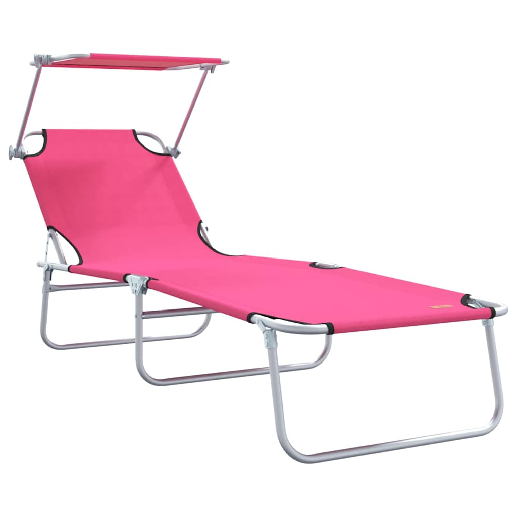 vidaXL Sun Lounger Folding 2 pcs Pink 58 x 188 x 77cm Polyester