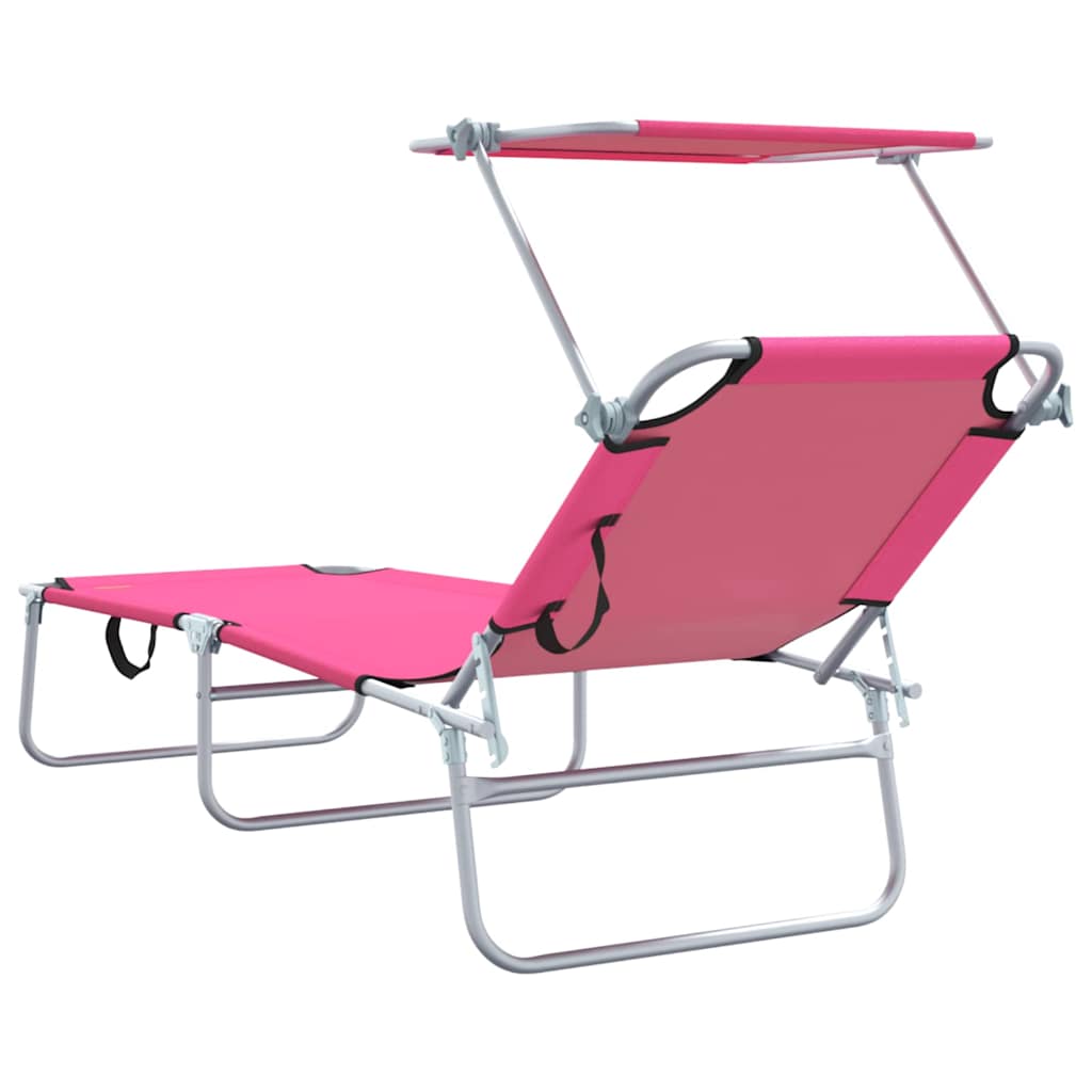 vidaXL Sun Lounger Folding 2 pcs Pink 58 x 188 x 77cm Polyester