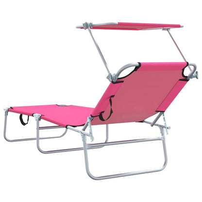 vidaXL Sun Lounger Folding 2 pcs Pink 58 x 188 x 77cm Polyester