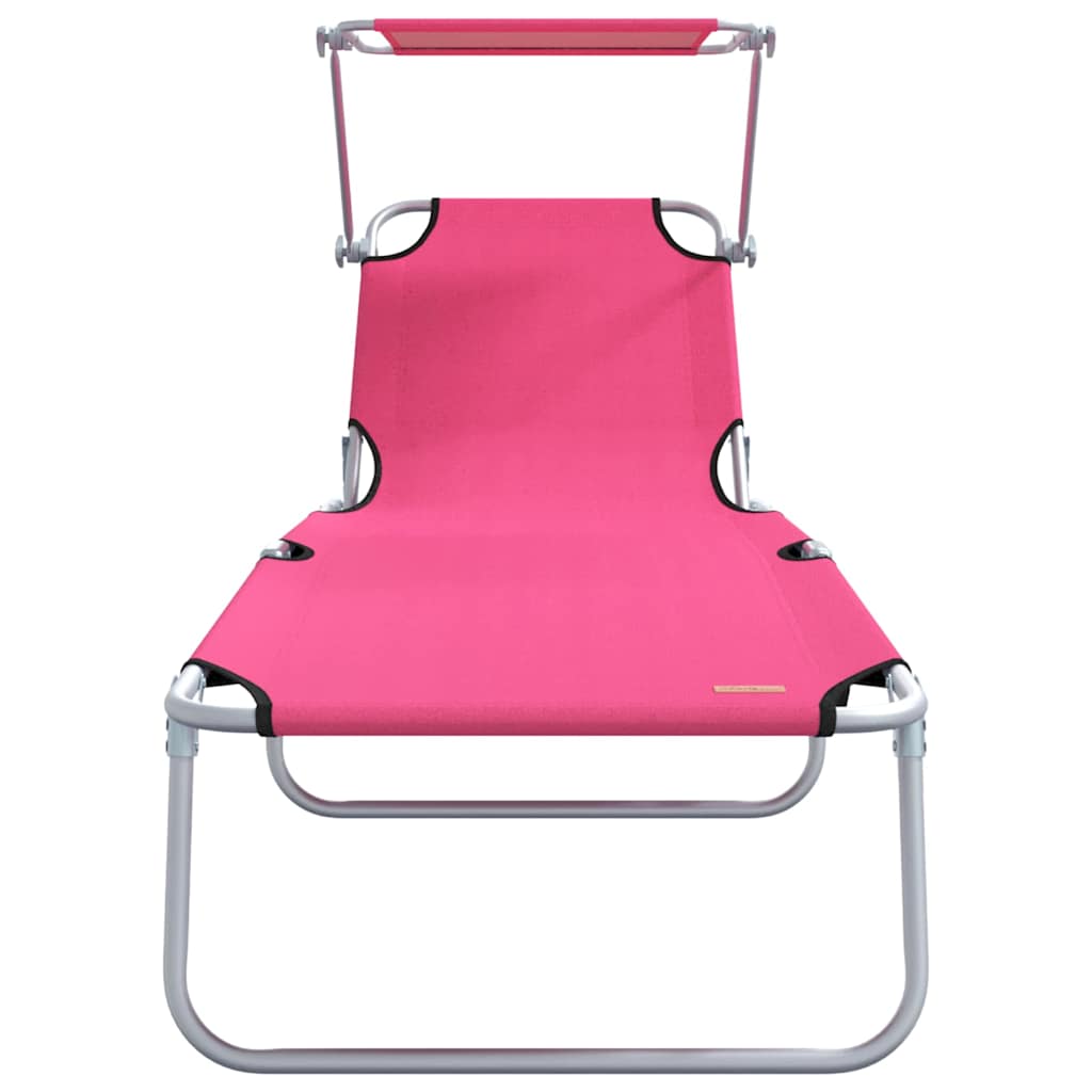 vidaXL Sun Lounger Folding 2 pcs Pink 58 x 188 x 77cm Polyester