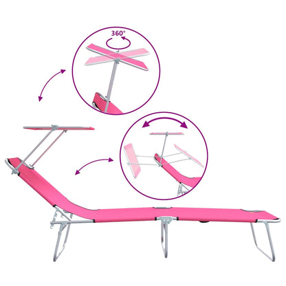vidaXL Sun Lounger Folding 2 pcs Pink 58 x 188 x 77cm Polyester