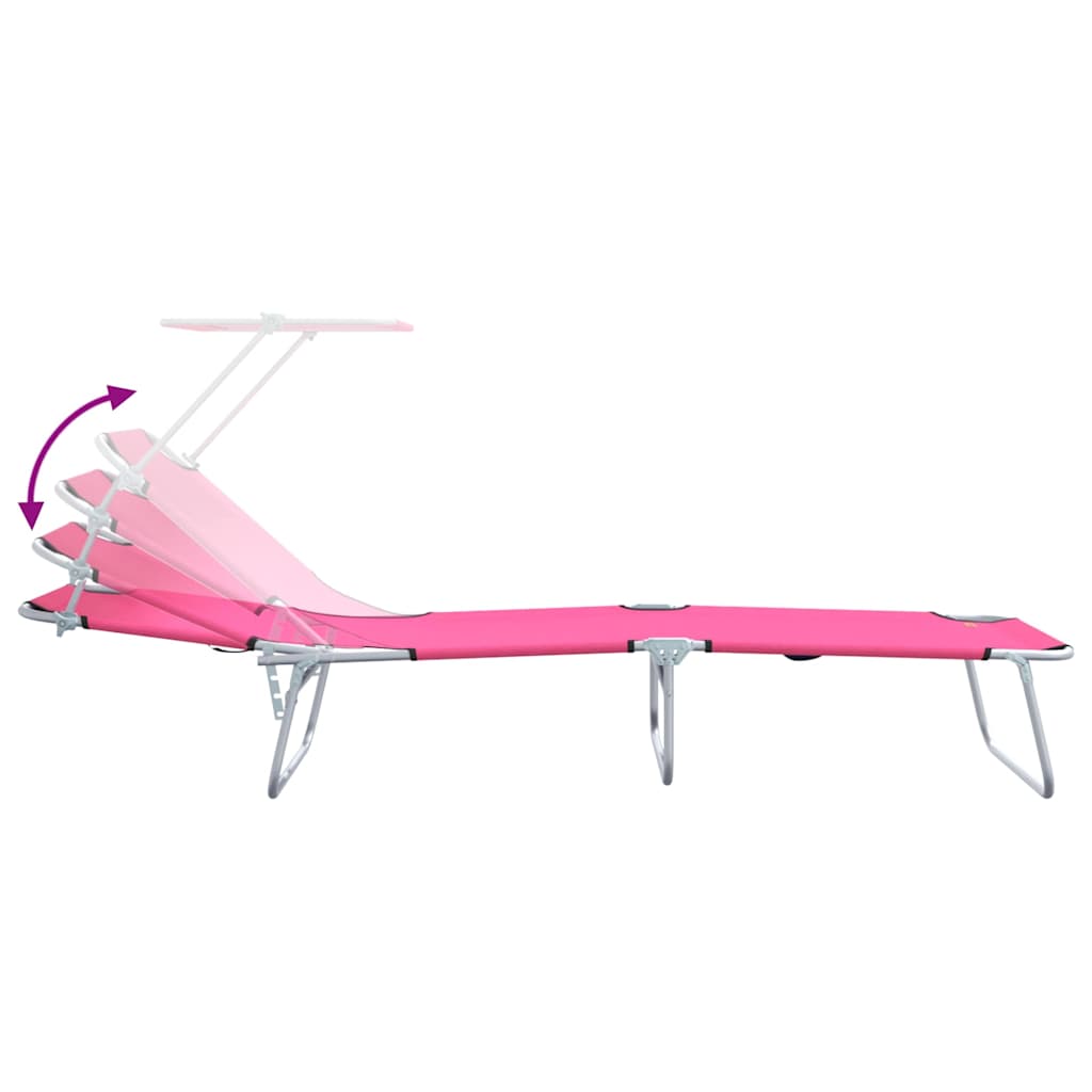 vidaXL Sun Lounger Folding 2 pcs Pink 58 x 188 x 77cm Polyester