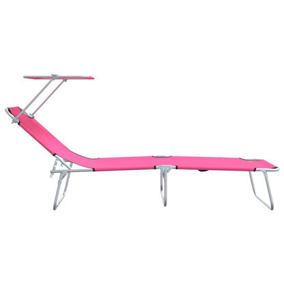 vidaXL Sun Lounger Folding 2 pcs Pink 58 x 188 x 77cm Polyester