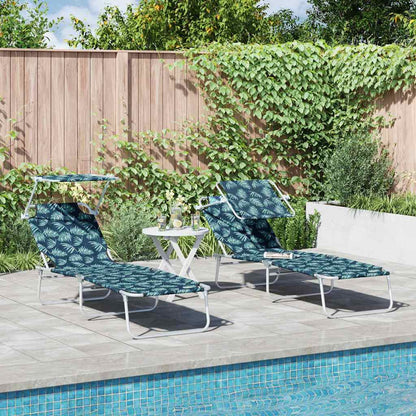vidaXL Sun Lounger Folding 2 pcs Green 58 x 188 x 77cm Polyester