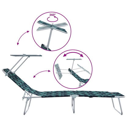 vidaXL Sun Lounger Folding 2 pcs Green 58 x 188 x 77cm Polyester