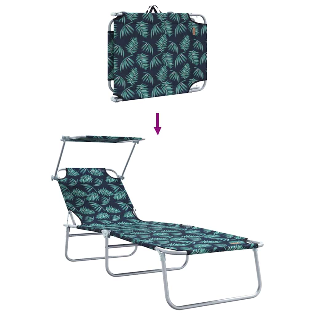 vidaXL Sun Lounger Folding 2 pcs Green 58 x 188 x 77cm Polyester
