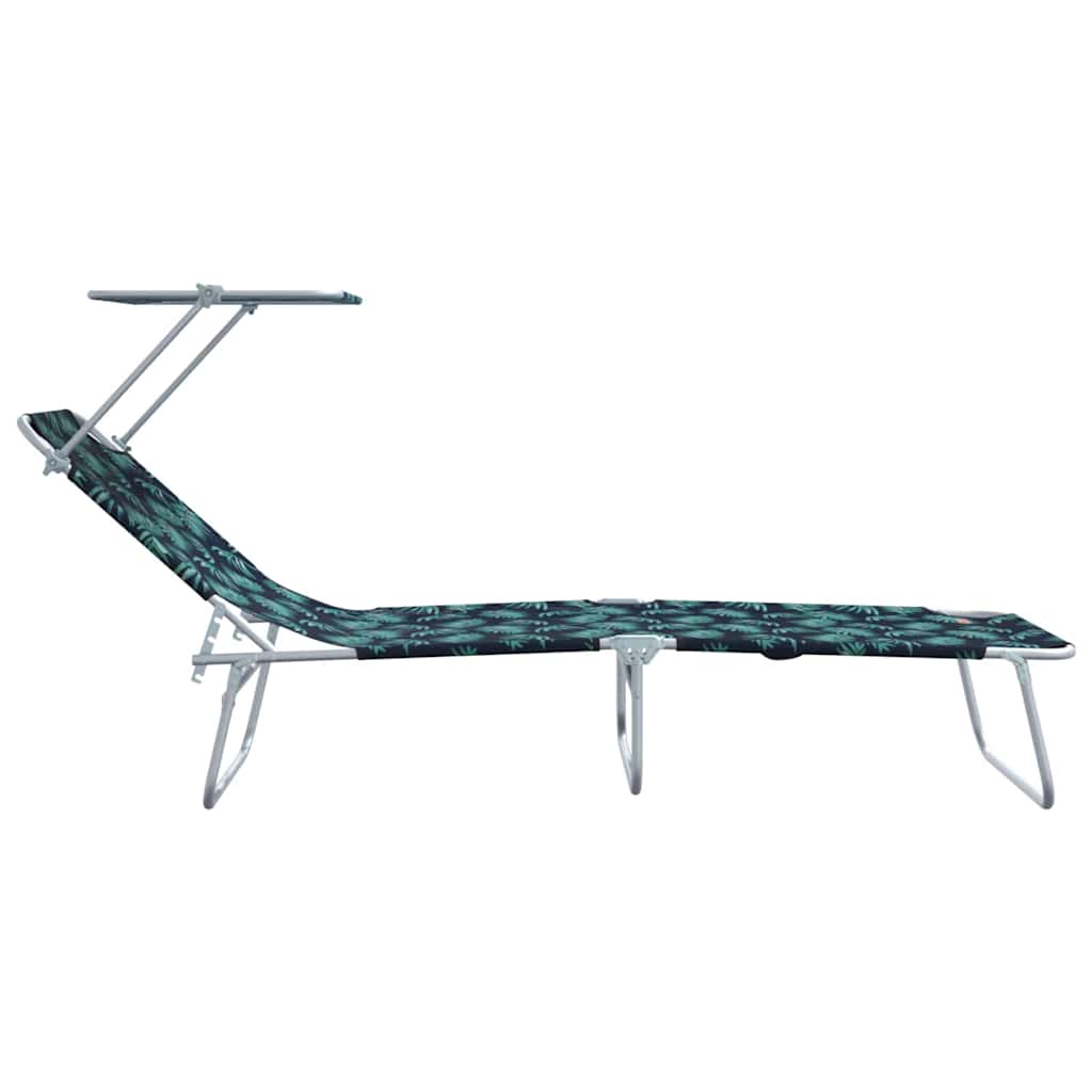 vidaXL Sun Lounger Folding 2 pcs Green 58 x 188 x 77cm Polyester