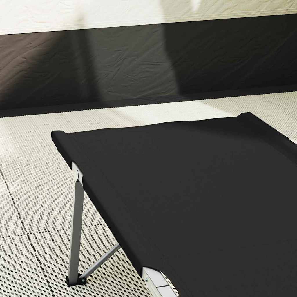 vidaXL Folding Camping Bed Black 194 x 62.5 x 42.5 cm Oxford and Steel