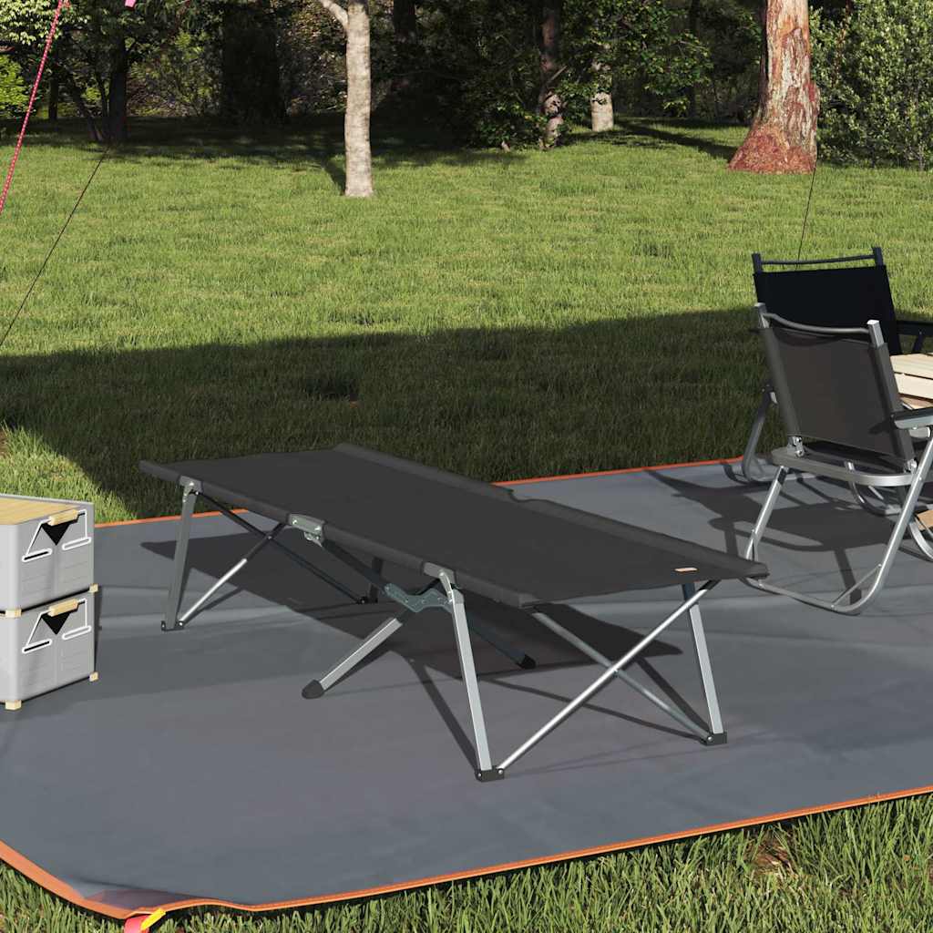 vidaXL Folding Camping Bed Black 194 x 62.5 x 42.5 cm Oxford and Steel