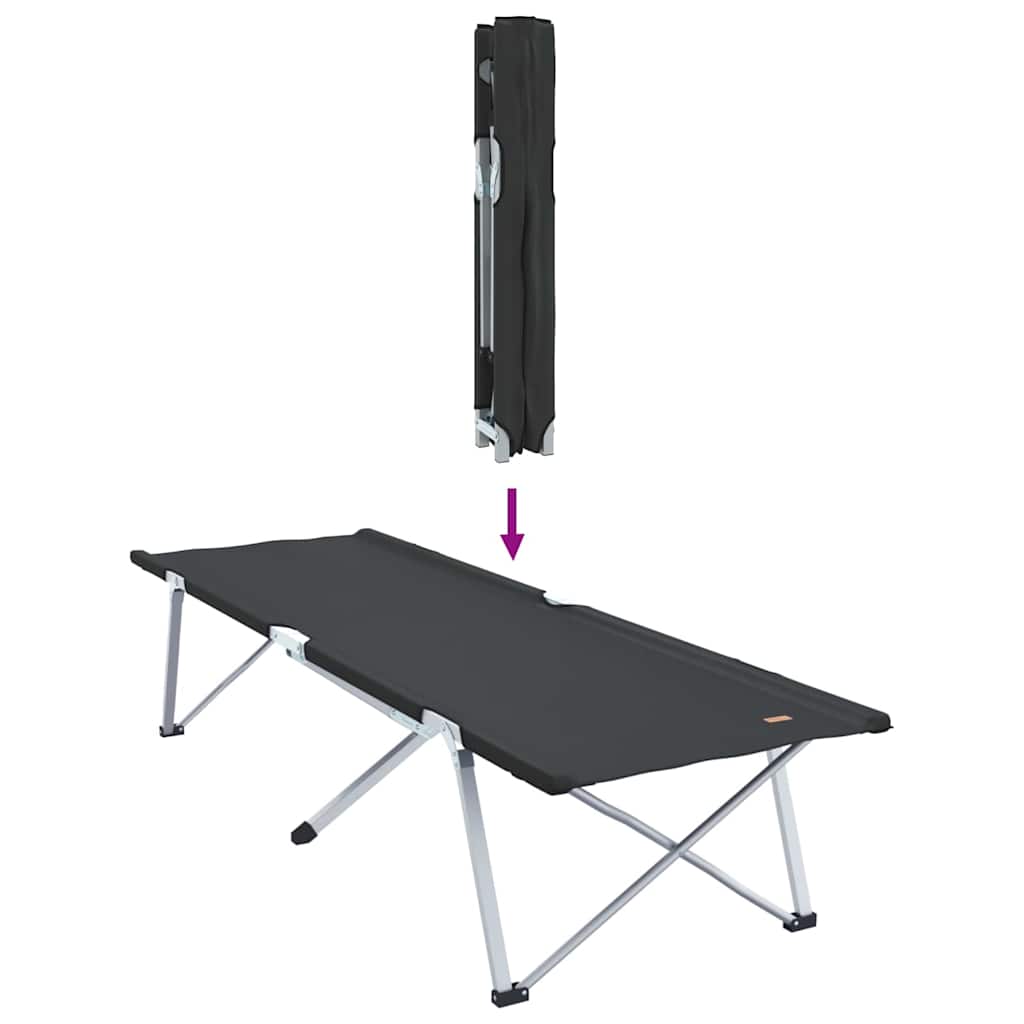 vidaXL Folding Camping Bed Black 194 x 62.5 x 42.5 cm Oxford and Steel