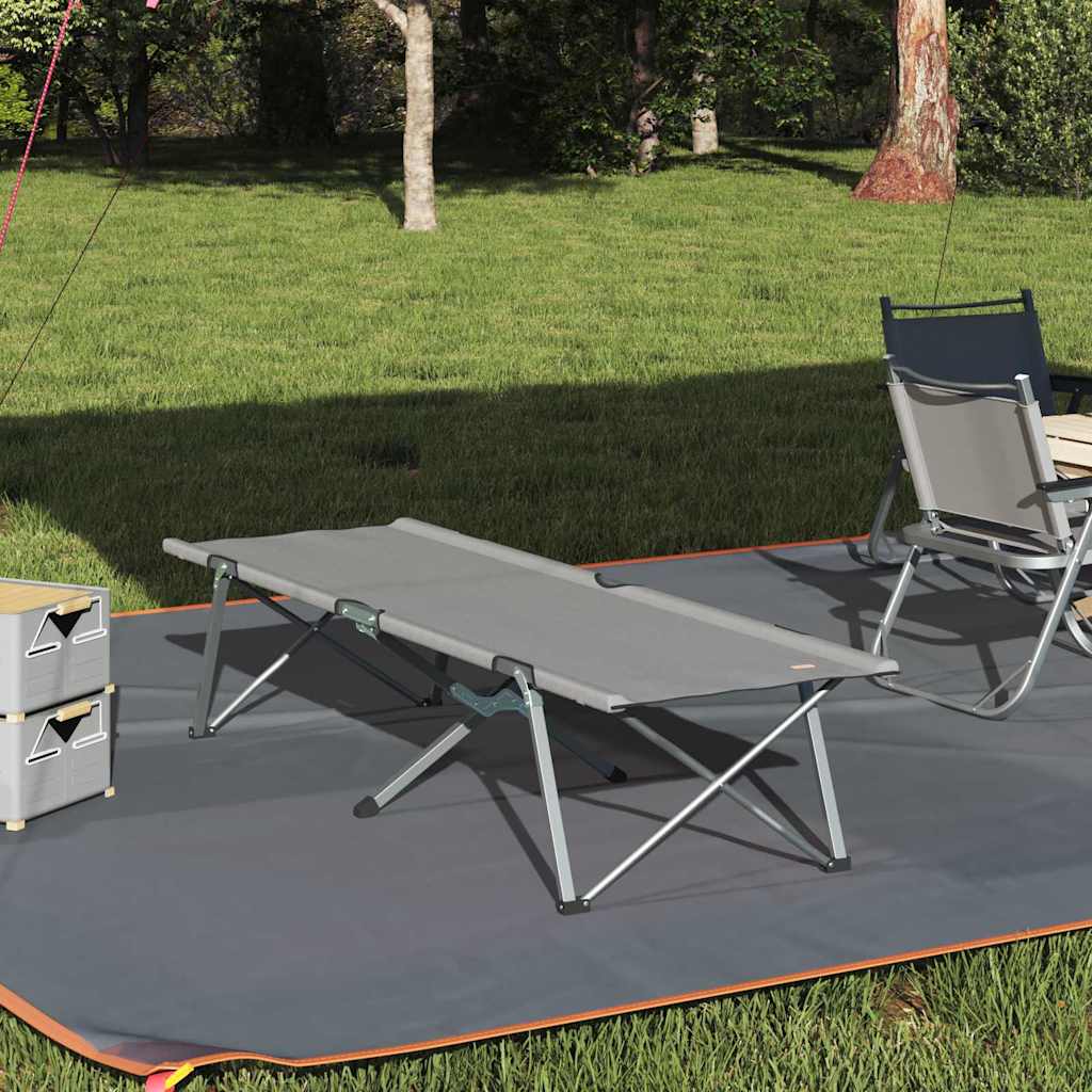 vidaXL Folding Camping Bed Grey 194 x 62.5 x 42.5 cm Oxford and Steel