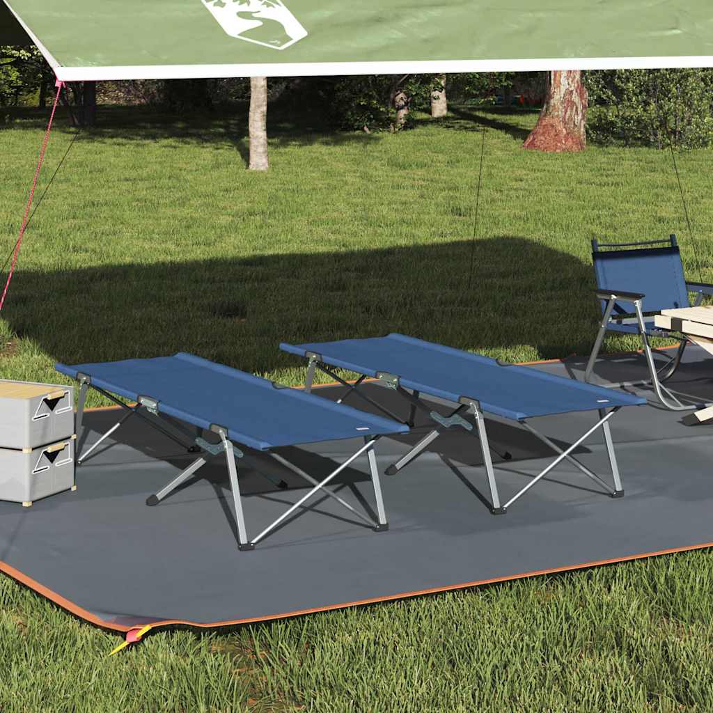 vidaXL Folding Camping Bed Folding 2 pcs Blue 194 x 62.5 x 42.5 cm