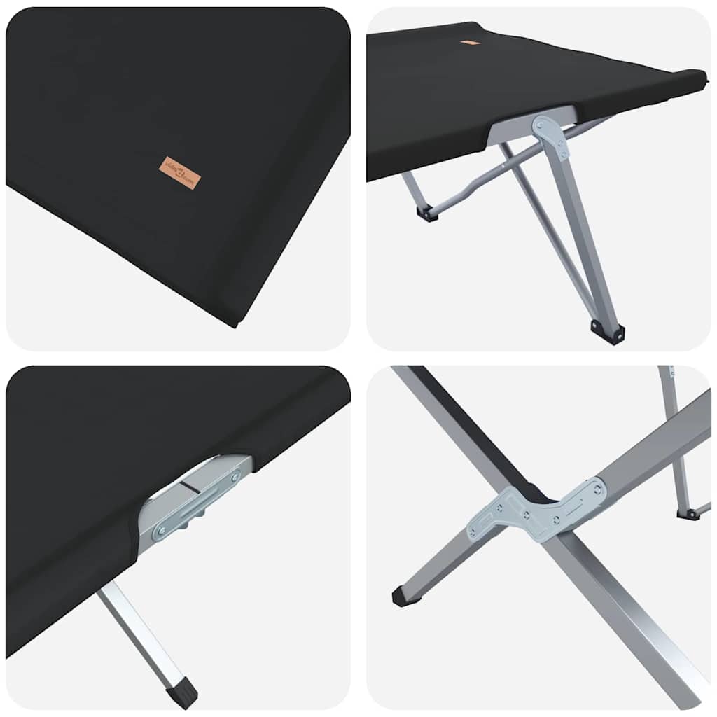 vidaXL Folding Camping Bed Folding 2 pcs Black 194 x 62.5 x 42.5 cm