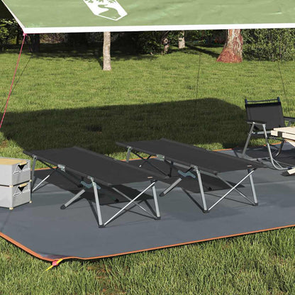 vidaXL Folding Camping Bed Folding 2 pcs Black 194 x 62.5 x 42.5 cm