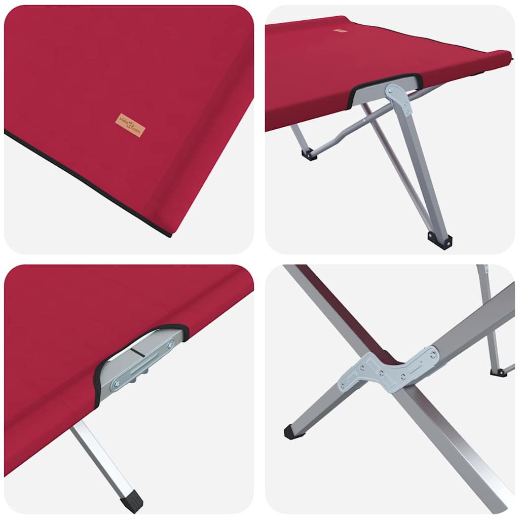 vidaXL Folding Camping Bed Folding 2 pcs Red 194 x 62.5 x 42.5 cm