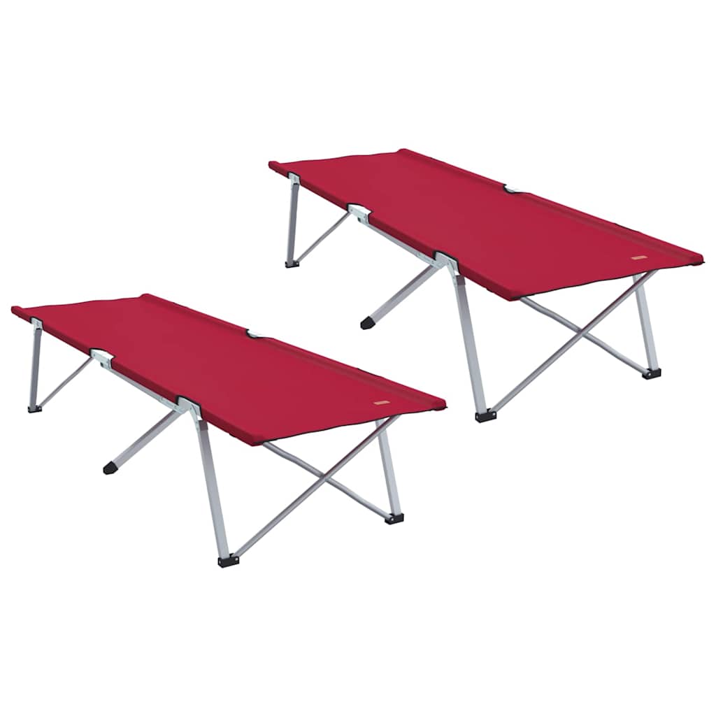 vidaXL Folding Camping Bed Folding 2 pcs Red 194 x 62.5 x 42.5 cm