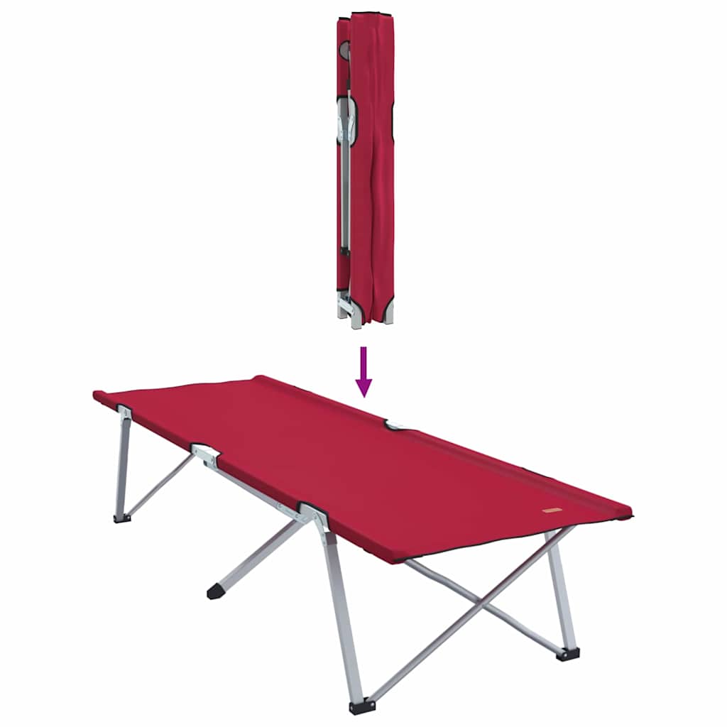 vidaXL Folding Camping Bed Folding 2 pcs Red 194 x 62.5 x 42.5 cm