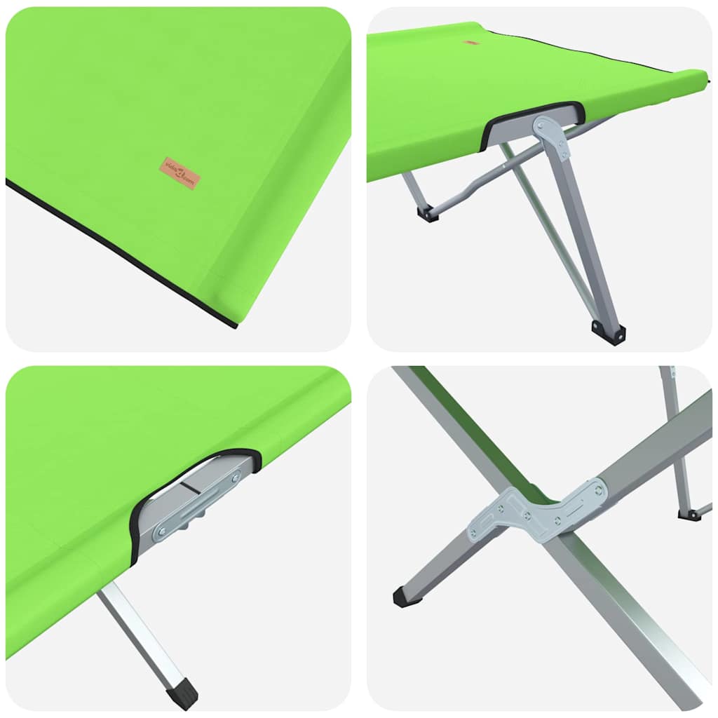 vidaXL Folding Camping Bed Folding 2 pcs Green 194 x 62.5 x 42.5 cm