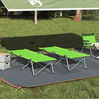 vidaXL Folding Camping Bed Folding 2 pcs Green 194 x 62.5 x 42.5 cm