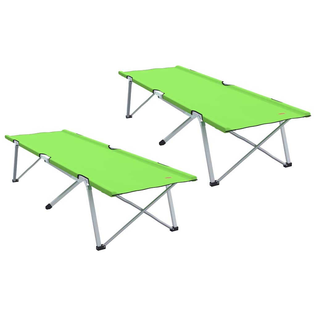 vidaXL Folding Camping Bed Folding 2 pcs Green 194 x 62.5 x 42.5 cm