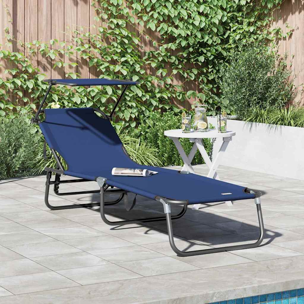 vidaXL Folding Sun Lounger Folding Blue 190 x 57 x 81 cm Oxford