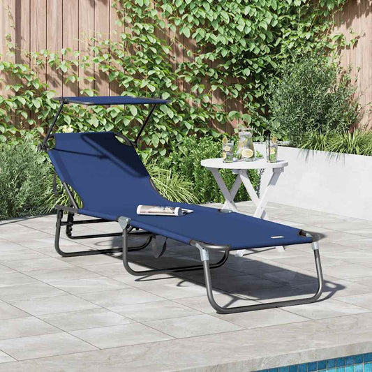 vidaXL Folding Sun Lounger Folding Blue 190 x 57 x 81 cm Oxford