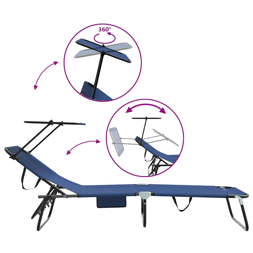 vidaXL Folding Sun Lounger Folding Blue 190 x 57 x 81 cm Oxford