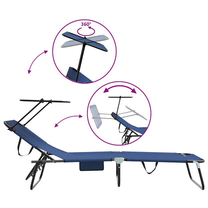 vidaXL Folding Sun Lounger Folding Blue 190 x 57 x 81 cm Oxford
